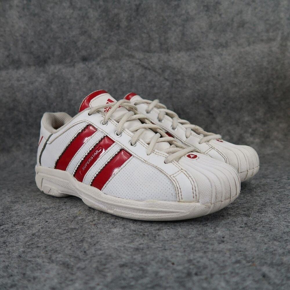 Adidas Shoes Kids 3 Sneaker Athletic Superstar Classic Red White Leather Lace Up